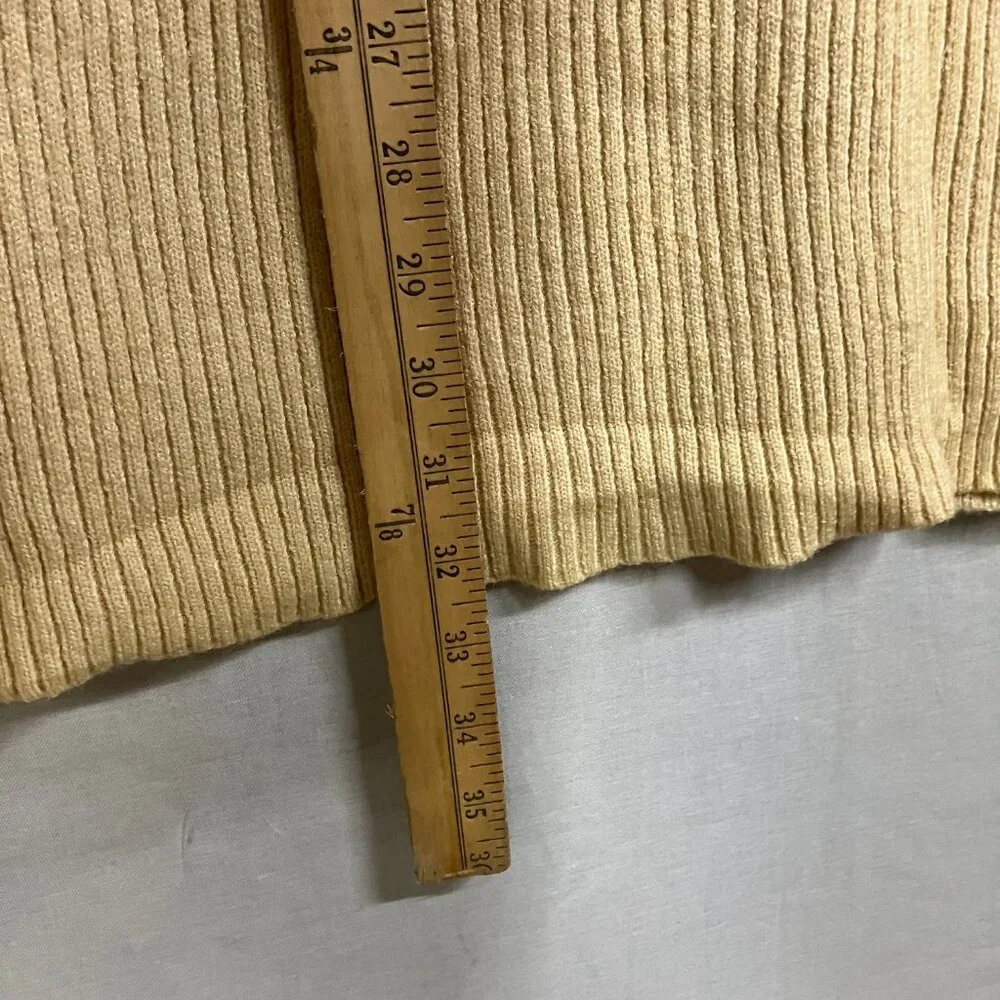 Unbranded Women's Large Mustard 1/4 Zip Pullover Ribbed Sweater Dress Acrylic